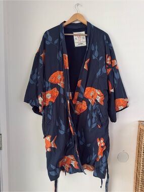 California Cowboy El Garibaldi Fish Print Terry Lined Beach Robe Mens L/XL
